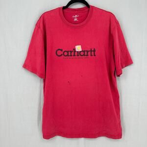 Vintage Carhartt Shirt Mens Large Red Graphic Tee Distressed Thrashed Workwear